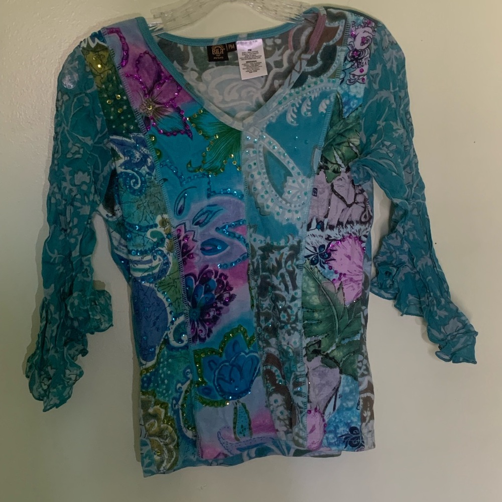Bila Multicolor Floral Sheer Blouse